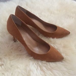 J. Crew suede mustard yellow heels 7.5
